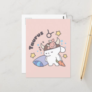 Taurus Zodiac Dreamer - Niedlicher Sleepy Bunny Postkarte