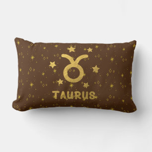 Taurus Zodiac Earthy Brown Lumbar Pillow Lendenkissen