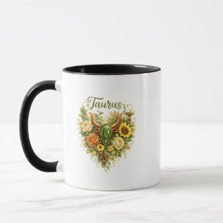 Taurus Zodiac Floral Heart Mug – Earthy Astrology Tasse