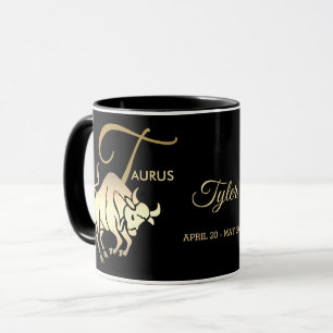 Taurus ♉ Zodiac Geburtstagszeichen / Schwarz und Tasse