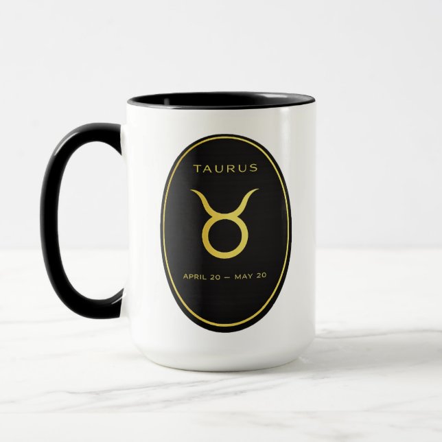 Taurus Zodiac Gold Oval Emblem Mug | Luxury Astrol Tasse (Links)