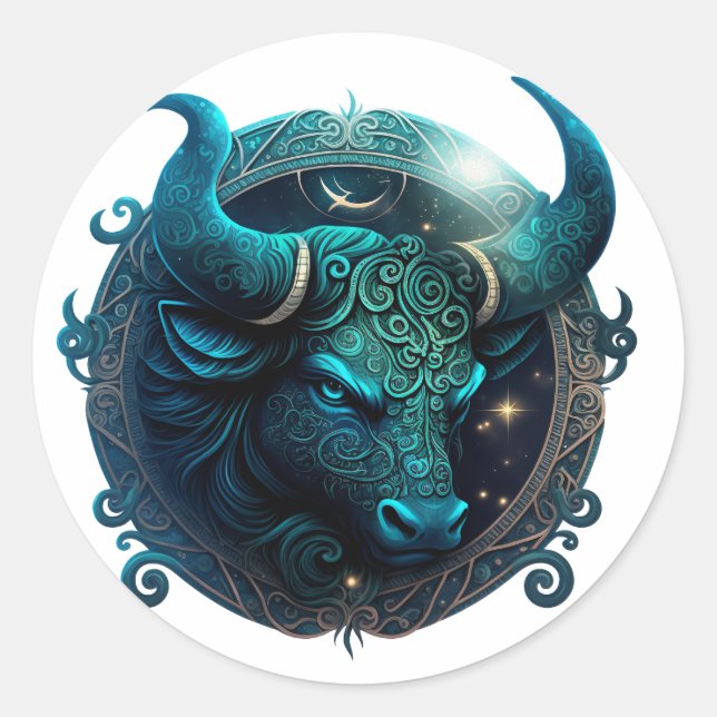 Taurus Zodiac Graphic Runder Aufkleber (Vorderseite)