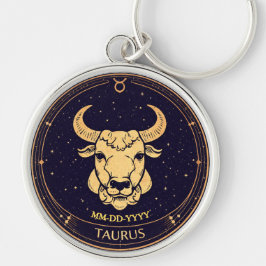 Taurus Zodiac Keychain with Birth Date Schlüsselanhänger
