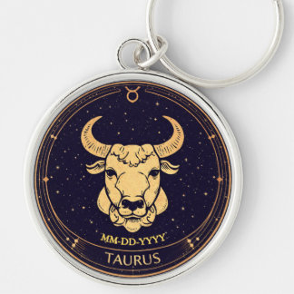 Taurus Zodiac Keychain with Birth Date Schlüsselanhänger