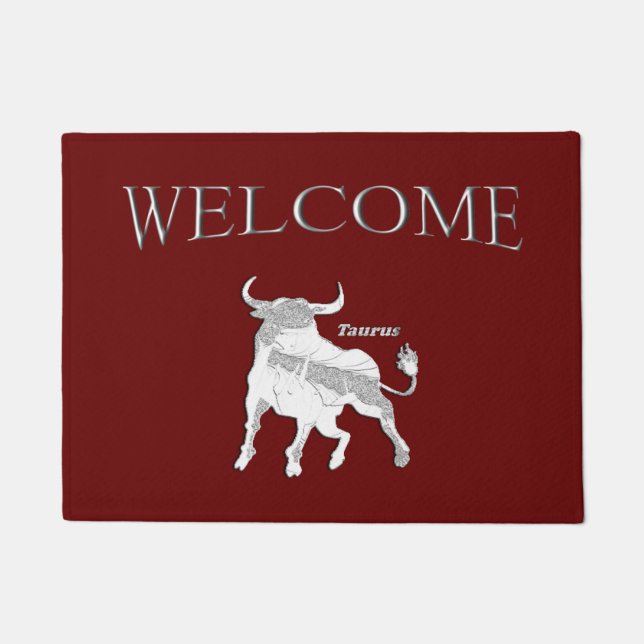Taurus Zodiac Maroon Fußmatte (Vorderseite)