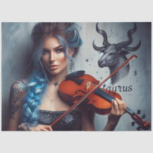 Taurus Zodiac Musician Violin Decoupage