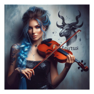 Taurus Zodiac Musician Violin Fotodruck