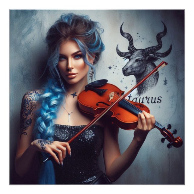 Taurus Zodiac Musician Violin Fotodruck (Vorne)