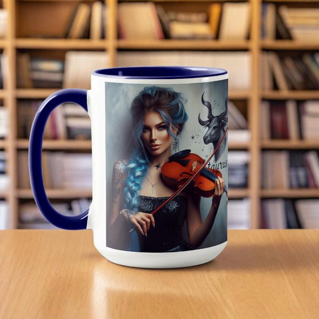 Taurus Zodiac Musician Violin Tasse (Von Creator hochgeladen)