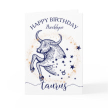 Taurus Zodiac Navy & Gold Monochrome Geburtstagska