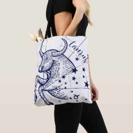 Taurus Zodiac Navy & Gold Monochrome Graphic Tasch