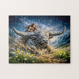Taurus Zodiac Riding a Mystical Horned Beast Puzzle
