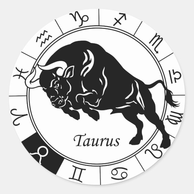Taurus zodiac runder aufkleber (Vorderseite)