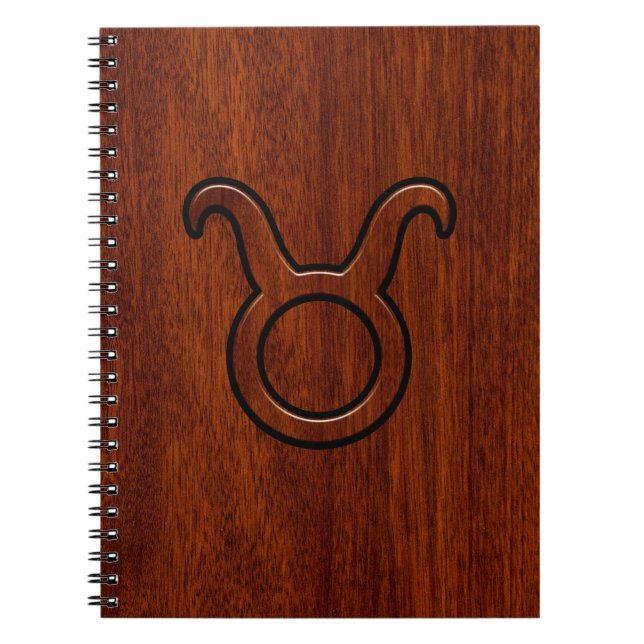 Taurus Zodiac Sign auf Mahogany Style Notizblock (Vorderseite)