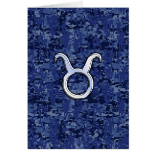 Taurus Zodiac Sign auf Navy Blue Digital Camouflag