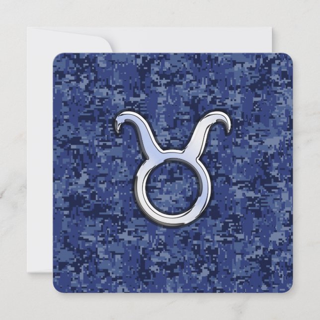 Taurus Zodiac Sign auf Navy Blue Digital Camouflag (Vorderseite)