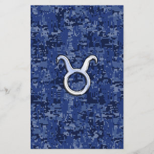 Taurus Zodiac Sign auf Navy Blue Digital Camouflag Flyer