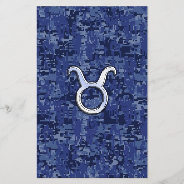 Taurus Zodiac Sign auf Navy Blue Digital Camouflag Flyer (Vorne)