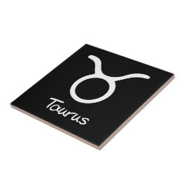 Taurus Zodiac Sign auf schwarzem Hintergrund Fliese
