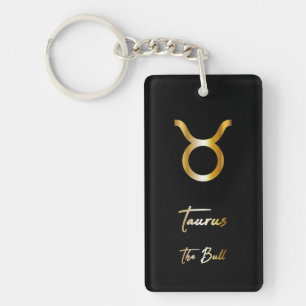 Taurus Zodiac Sign, Black & Gold Schlüsselanhäng Schlüsselanhänger