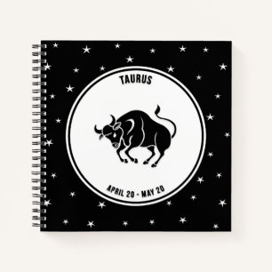 Taurus Zodiac Sign, Black & White Notebook Notizbuch