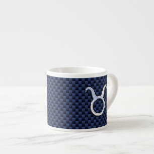 Taurus Zodiac Sign Decor Navy Blue Carbon Fibre Espressotasse