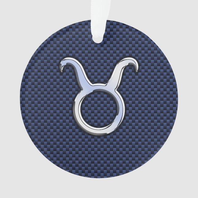 Taurus Zodiac Sign Decor Navy Blue Carbon Fibre Ornament (Vorderseite)