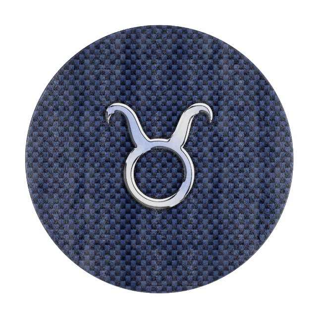 Taurus Zodiac Sign Decor Navy Blue Carbon Fibre Schneidebrett (Vorderseite)
