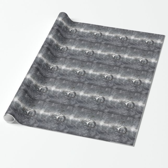 Taurus Zodiac Sign Grunge gestörter Silberstil Geschenkpapier (Ungerollt)