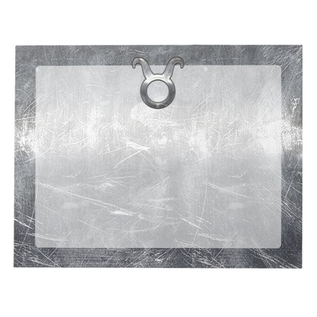 Taurus Zodiac Sign Grunge gestörter Silberstil Notizblock (Vorderseite)