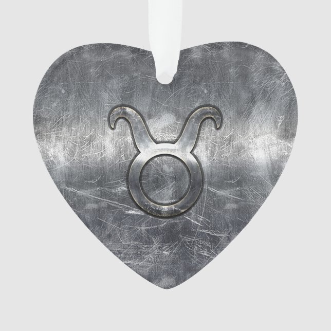 Taurus Zodiac Sign Grunge gestörter Silberstil Ornament (Vorderseite)