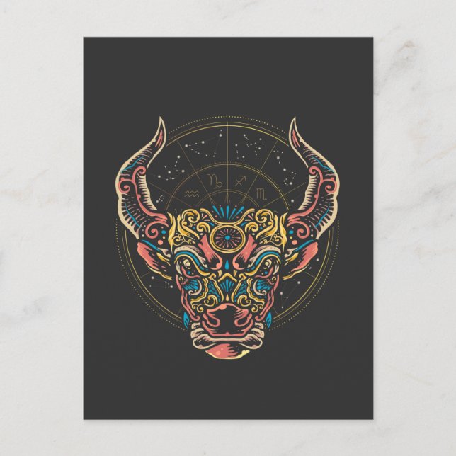 Taurus Zodiac Sign Horoskop Art Postkarte (Vorderseite)