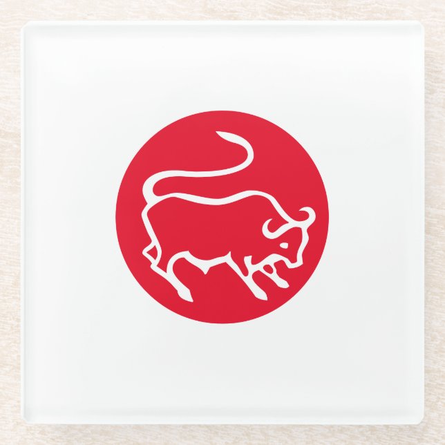 Taurus Zodiac Sign Modernes, Minimalistisches Schl Glasuntersetzer (Vorderseite)