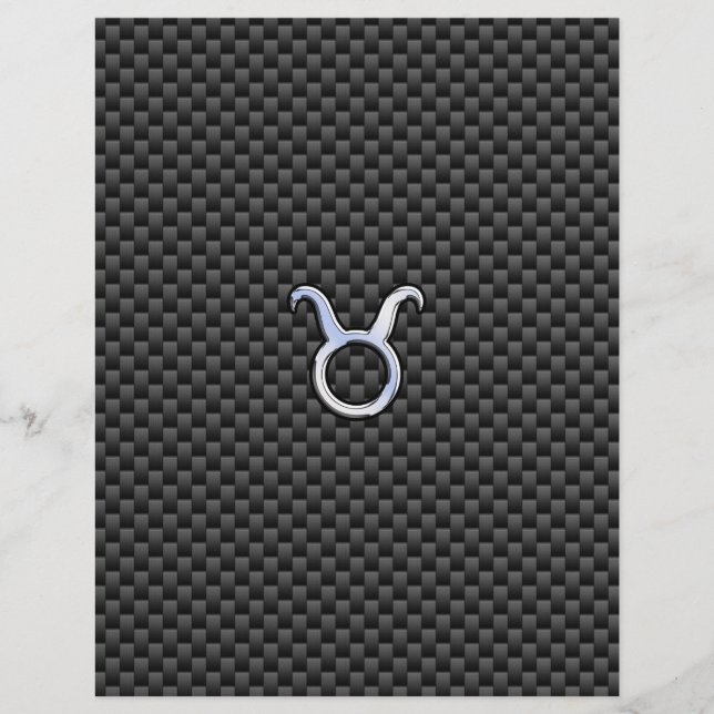 Taurus Zodiac Sign on Black Carbon Fiber Print (Vorderseite)
