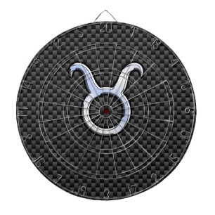 Taurus Zodiac Sign on Black Carbon Fiber Print Dartscheibe