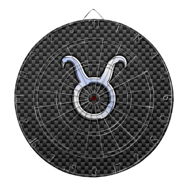 Taurus Zodiac Sign on Black Carbon Fiber Print Dartscheibe (vorne)