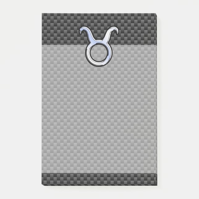 Taurus Zodiac Sign on Black Carbon Fiber Print Post-it Klebezettel (Vorderseite)