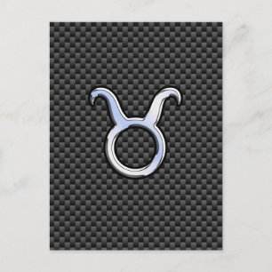 Taurus Zodiac Sign on Black Carbon Fiber Print Postkarte