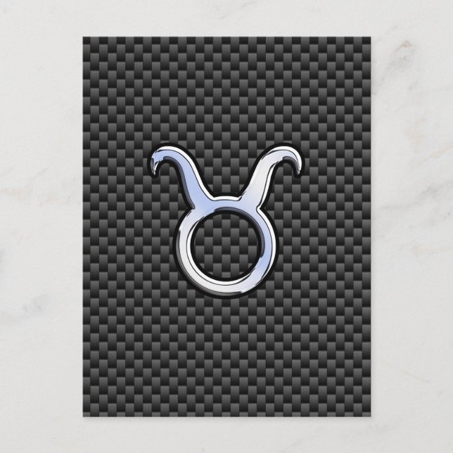 Taurus Zodiac Sign on Black Carbon Fiber Print Postkarte (Vorderseite)