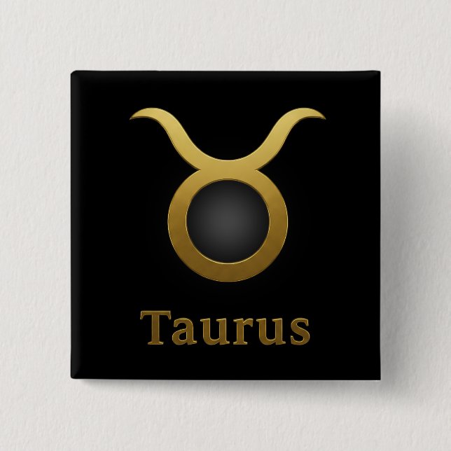 Taurus Zodiac Sign / Pin Cuadrado Tauro Button (Vorderseite)