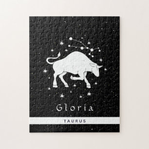 Taurus Zodiac Sign Star Horoskop Symbol & Name Puzzle