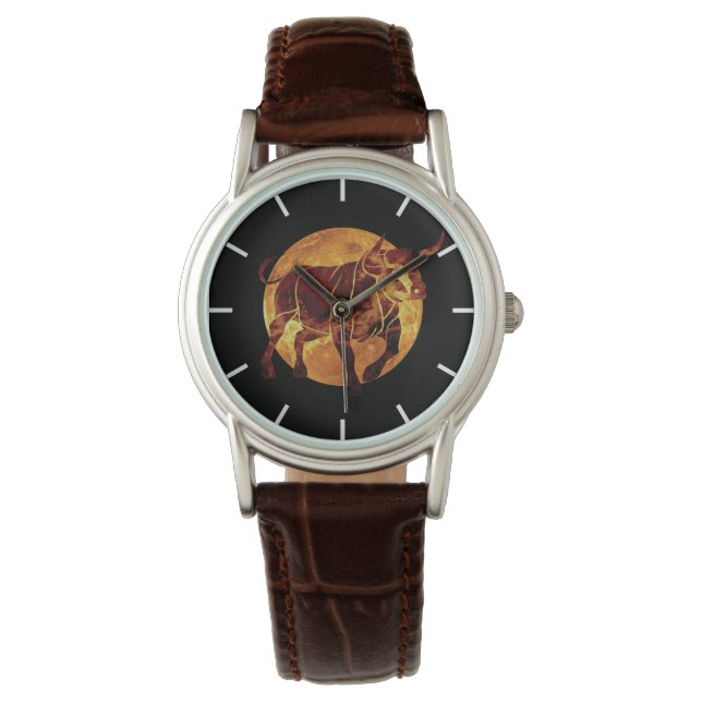 Taurus Zodiac Sign Watch Armbanduhr (Vorderseite)