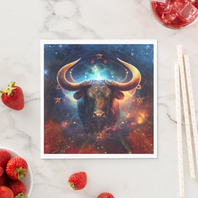 Taurus Zodiac Sign Watercolor Design Serviette (Beispiel)
