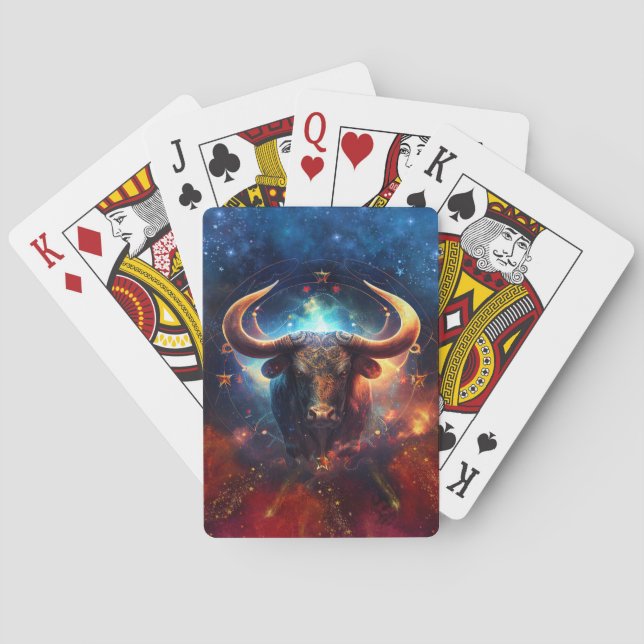 Taurus Zodiac Sign Watercolor Design Spielkarten (Rückseite)