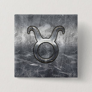 Taurus Zodiac Signing Silver Grunge Not Style Button