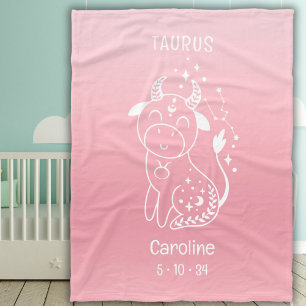 Taurus Zodiac Star Name Birthdate Pink Baby Fleecedecke
