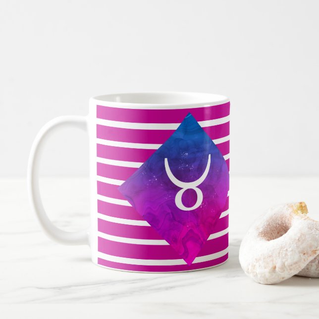 Taurus Zodiac Star Sign Modern Strip Kaffeetasse (Mit Donut)