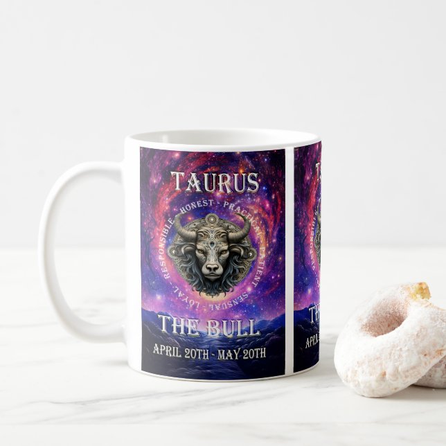Taurus Zodiac Star Sign Tasse (Mit Donut)