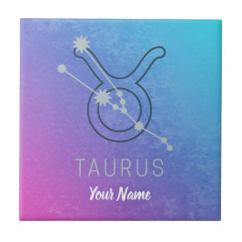 Taurus Zodiac Star Sign Wassercolor Horoskop Fliese