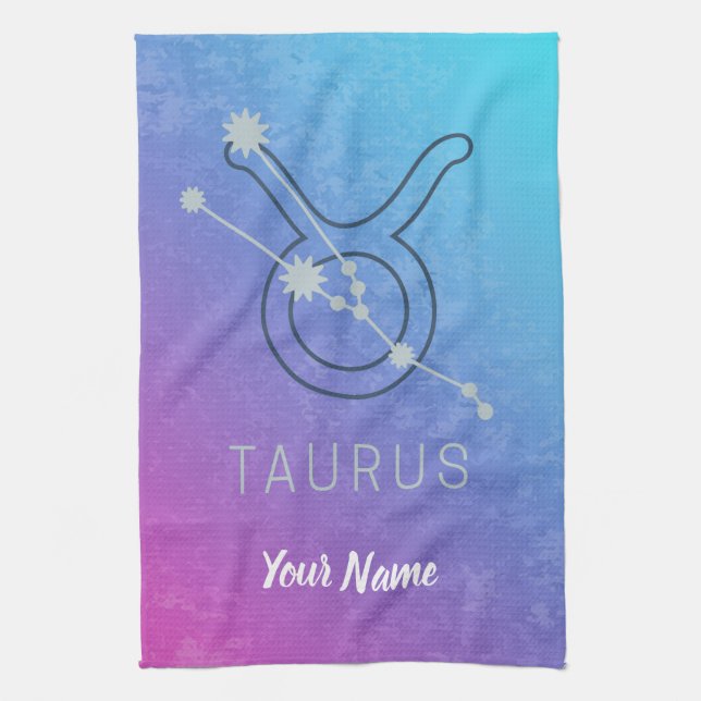 Taurus Zodiac Star Sign Wassercolor Horoskop Geschirrtuch (Vertikal)